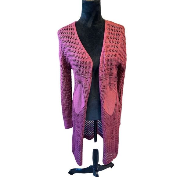 Francesca's Sweaters - Francesca's Women's Red Open Front Waffle-Knit Cardigan Sweater Size S